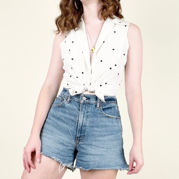 Vintage 100% Silk Button Down Shirt Sleeveless Blouse Preppy Academia Old Money - Picture 6 of 6